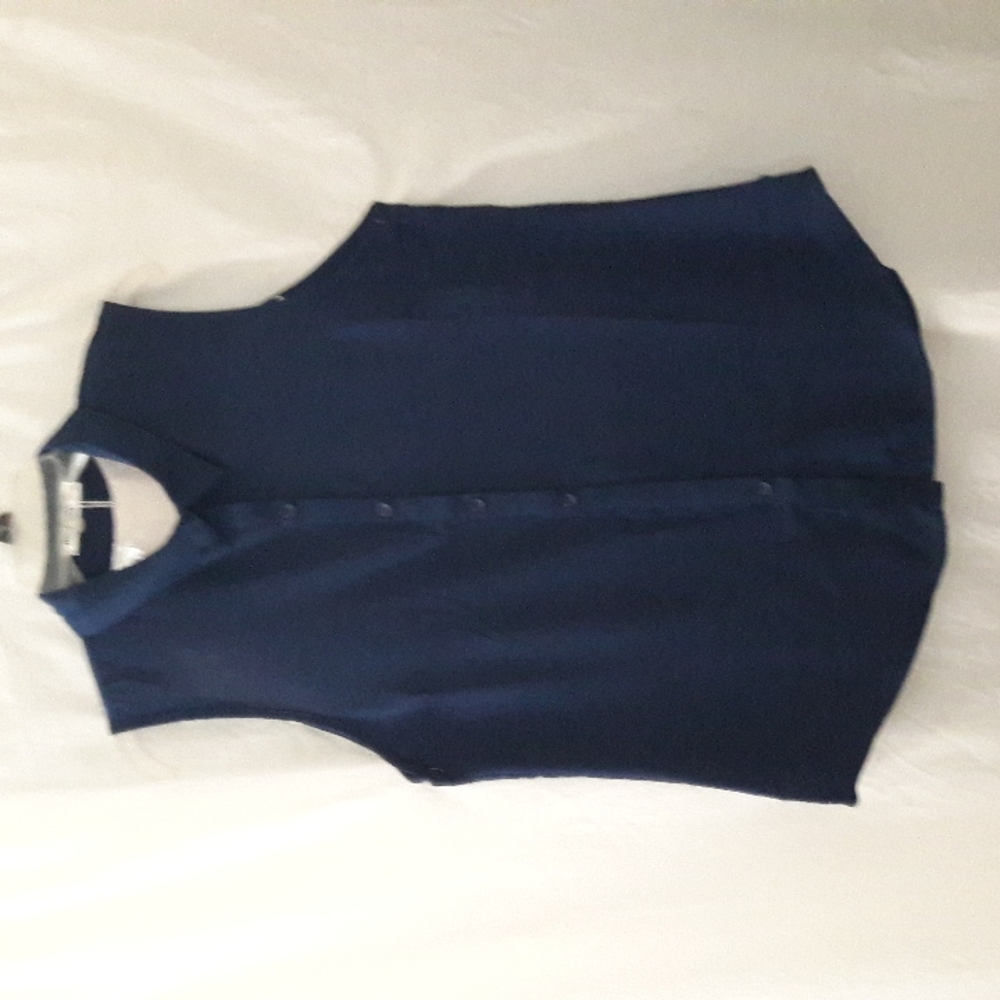 Meaneor Top Navy Blue  Size XL Button Down Sleeveless Blouse  New